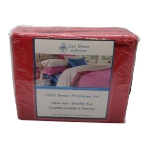 Lux Decor 1800 Series Queen Sheet Set 6-Piece Red Microfiber NWT